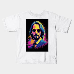 John Wick Portrait Colorful Art Kids T-Shirt